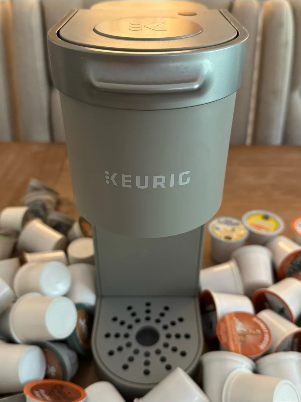 Keurig K-Mini Gray Single Serve Coffee Maker + 125 K-Cup Pods Barely Used